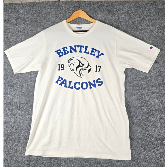 Bentley Falcons College Champion T Shirt Mens X Large White Graphic - Picture 1 of 6